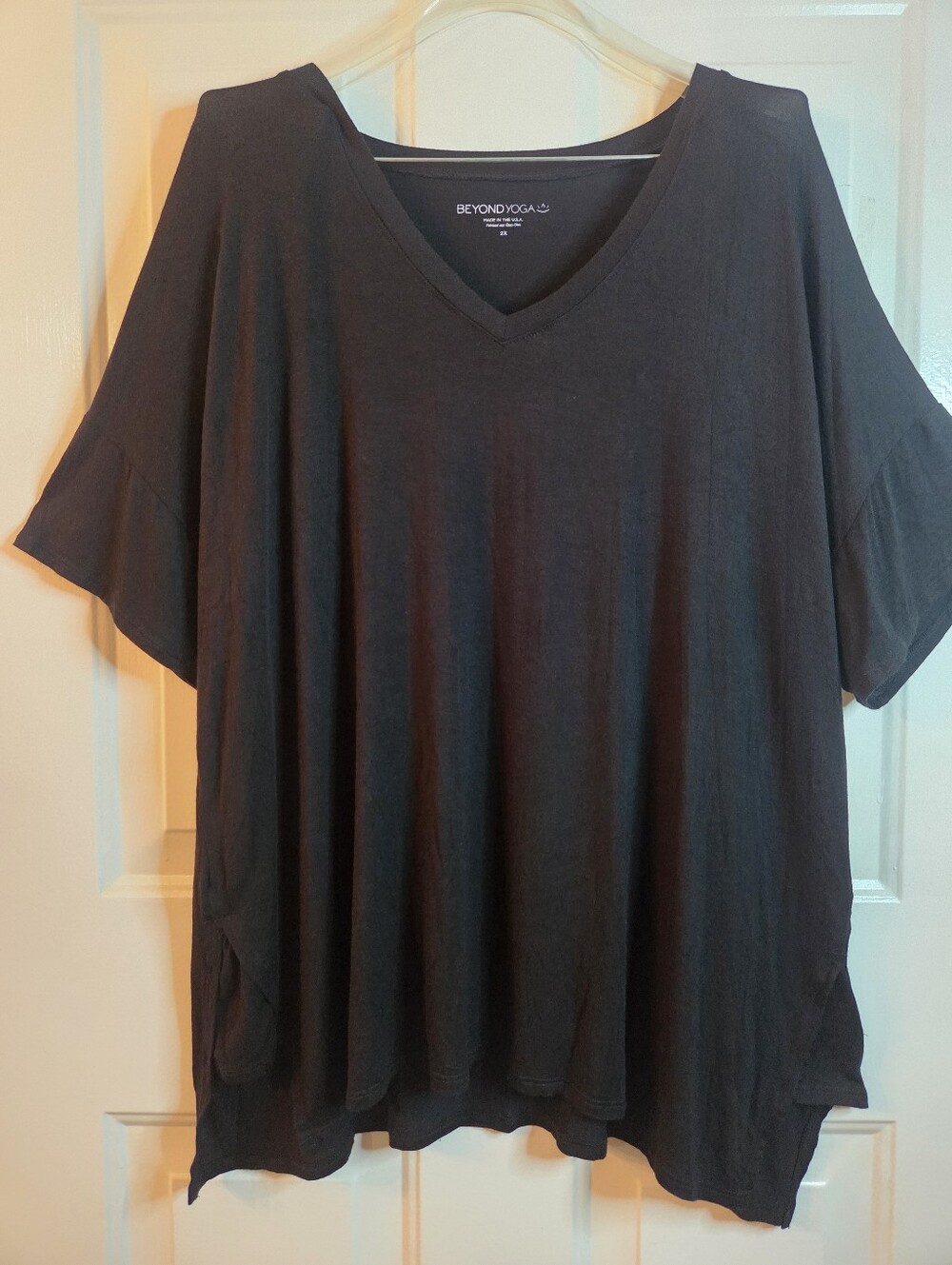 Beyond Yoga V-Neck Oversized Drop Shoulder Short Sleeve T-shirt Modal 2X - Picture 4 of 9